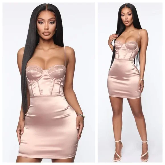 princess polly baby blue dress Fashion Nova | Dresses | Fashion Nova Party Downtown Satin Lace Bronze  Corset Bustier Bodycon Dress
